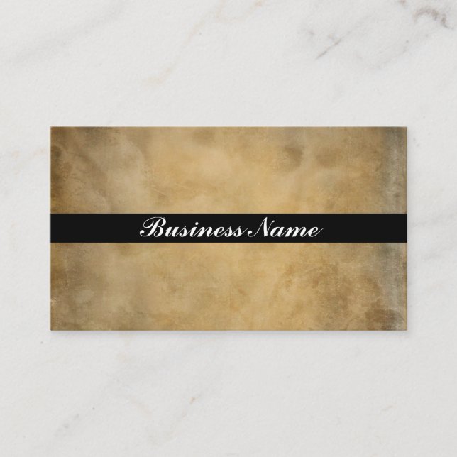 Black Stripe on an elegant Parchment Design Business Card (Front)