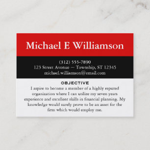 Black Stripe Red RESUME Business Cards