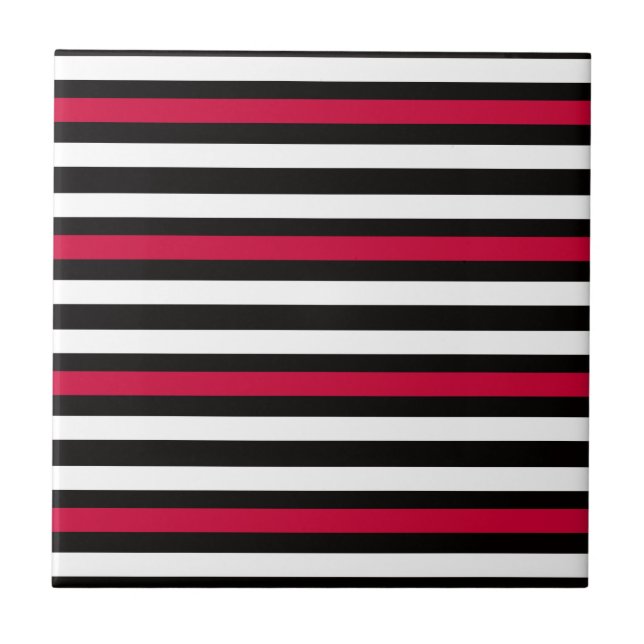 Black Stripe Red White Tile (Front)