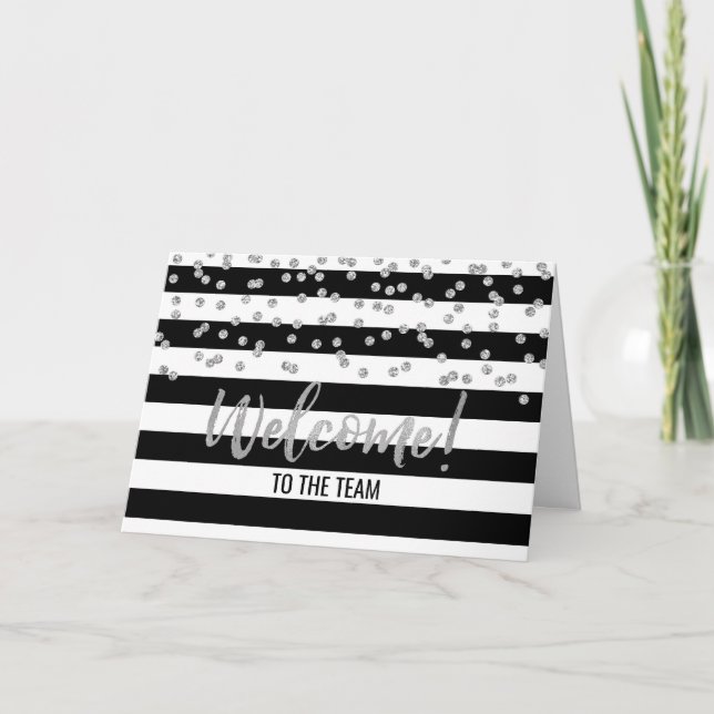 Black Stripe Silver Employee Welcome to the Team Card (Front)