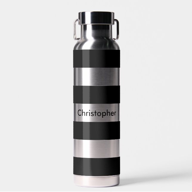 Black Stripe Water Bottle (Front)