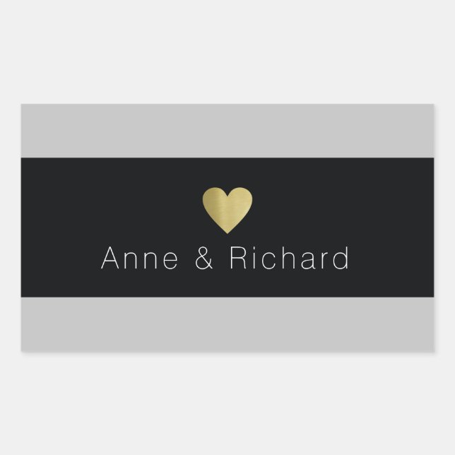 black stripe with names, wedding love  rectangular sticker (Front)