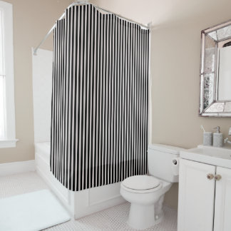 Black Striped Bathroom Shower Curtain