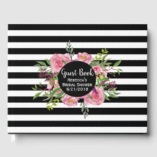 Black Striped Bridal Shower Guest Book