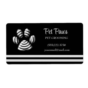 Black Striped Dog Paw Pet Grooming Service  Busine