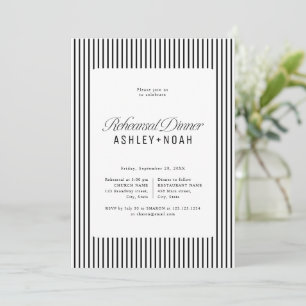 Black Striped Elegance Classy Rehearsal Dinner Invitation