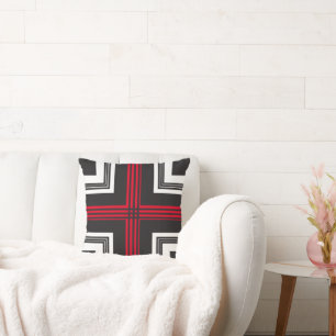 Black Striped Geometric Corners - Custom Cushion