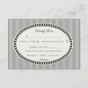 Black Striped Harlequin Pattern Wedding RSVP Enclosure Card