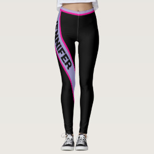 Black Striped Lilac Pink Template DIY Exercise Gym Leggings