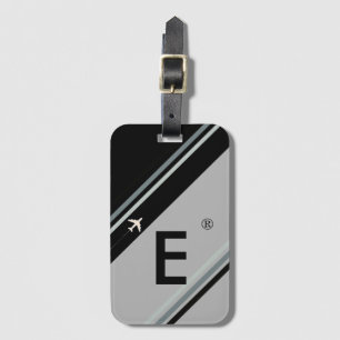 black striped monogram personalised luggage tag