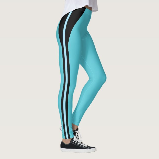Black Striped on Turquoise Leggings (Right)