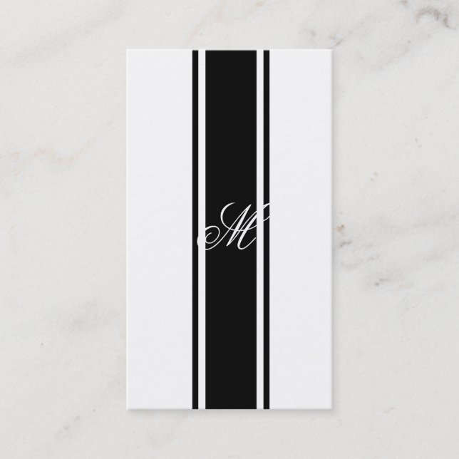 Black Stripes and Monogram Business Card (Front)