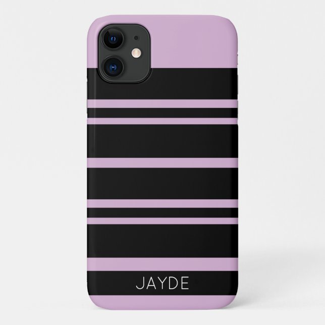 Black Stripes and Pink Mobile Phone Case (Back)
