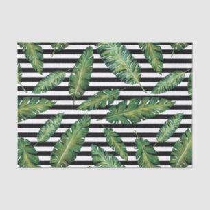 Black stripes banana leaf tropical summer pattern tissue paper
