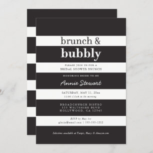 Black Stripes Brunch & Bubbly Bridal Shower Invitation