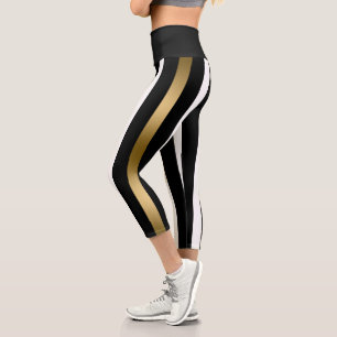 Black Stripes Capri Leggings