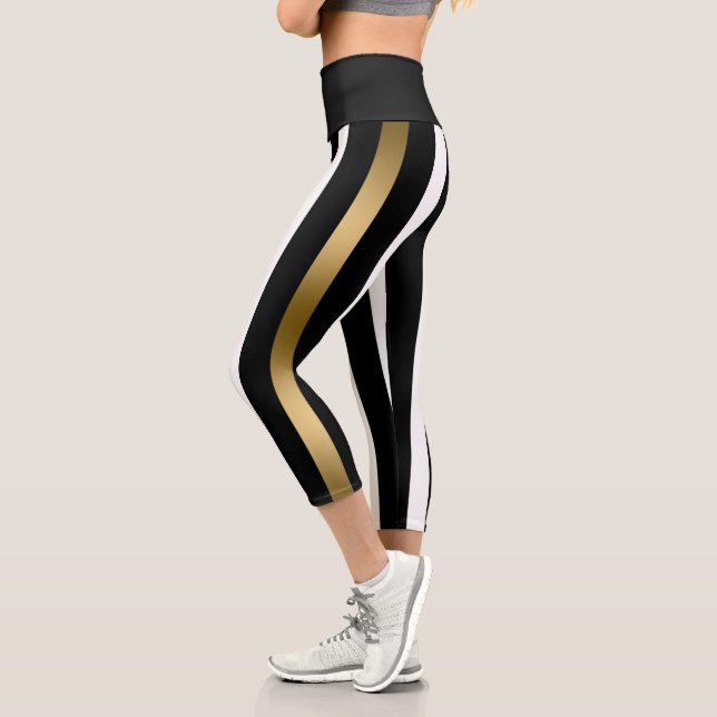 Black Stripes Capri Leggings (Left)