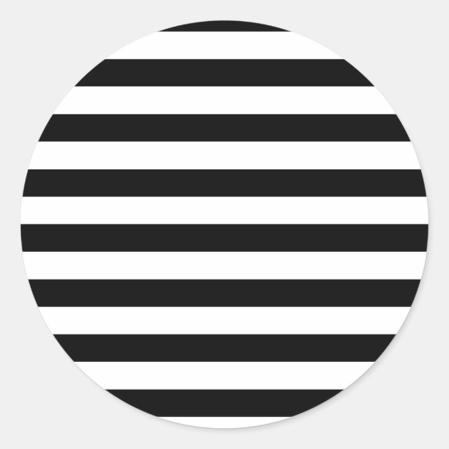Black Stripes Classic Round Sticker (Front)
