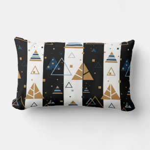 Black Stripes & Colourful Triangles Pattern Lumbar Cushion
