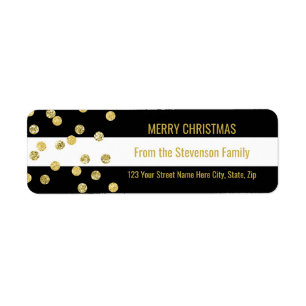 Black Stripes Gold Confetti Merry Christmas