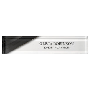 Black Stripes Gold Thin Lines Nameplate