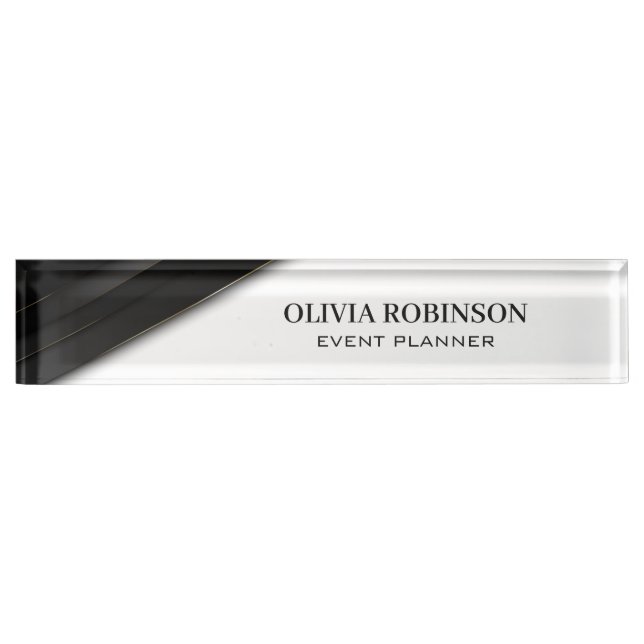 Black Stripes Gold Thin Lines Nameplate (Front)