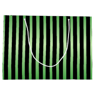 Black Stripes Green Coloured Large Gift Bag