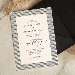 Black Stripes Old Money Wedding Invitation