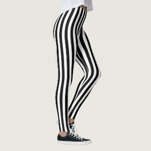 Black Stripes Over White Background Leggings