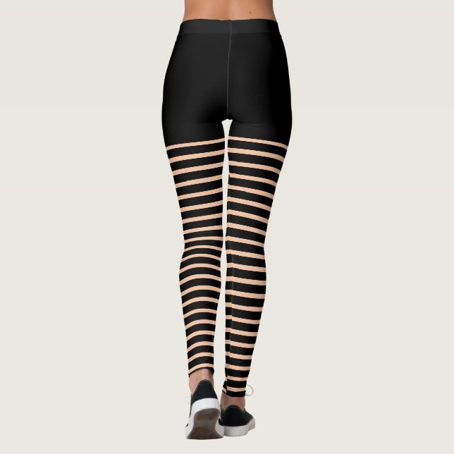 Black Stripes Pattern Cut Out Look Leggings (Back)