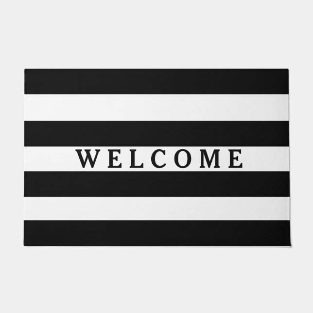 Black Stripes Pattern {pick your background colour Doormat (Front)