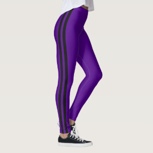 Black Stripes Purple Leggings Custom Colours Sport