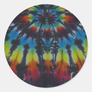 Black Stripes Tie Dye Pattern Classic Round Sticker