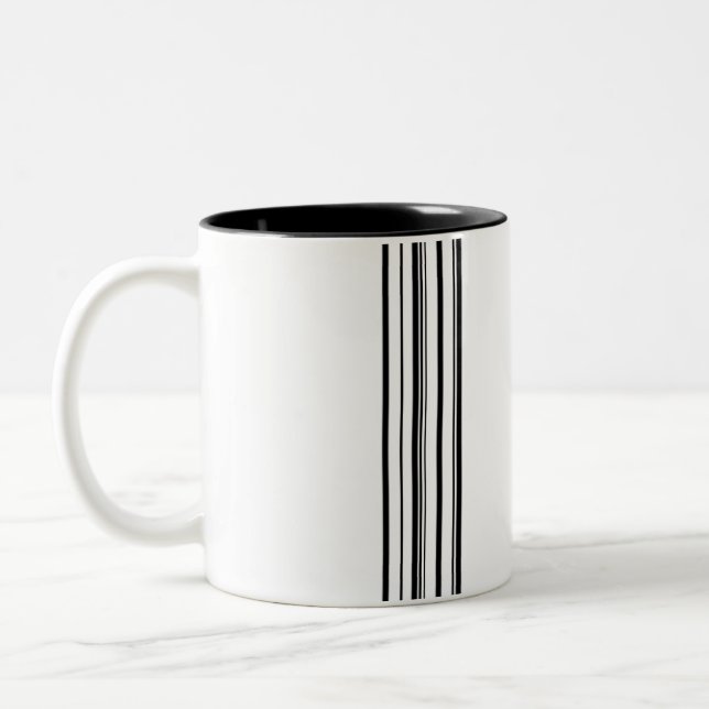 Black stripes Two-Tone coffee mug (Left)