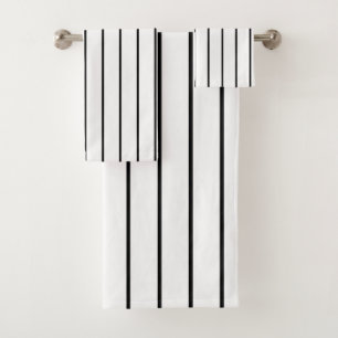 Black Stripes Vertical Bath Towel Set