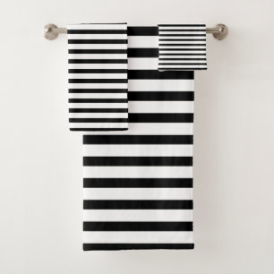 black & stripes white bath towel set