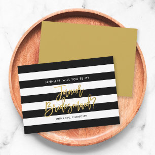 Black Stripes Will You Be My Junior Bridesmaid Invitation