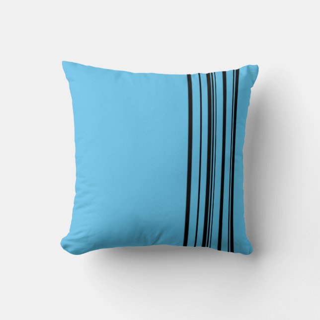 Black stripes with blue background cushion (Front)