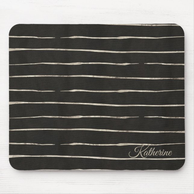 Black Stripes With Your Name Mouse Mat (Front)