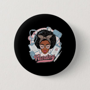 Black Strong Nurse Afro Girl Melanin African Ameri 6 Cm Round Badge