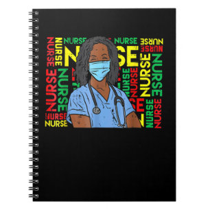 Black Strong Nurse Afro Love Melanin African Ameri Notebook