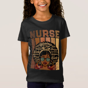 Black Strong Nurse Afro Love Melanin African Ameri T-Shirt