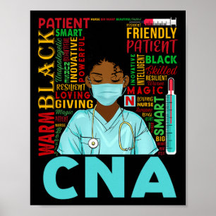 Black Strong Nurse Cna Afro Melanin African Americ Poster