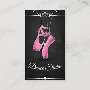 Black Studio Dance Pink Slipper Business Card