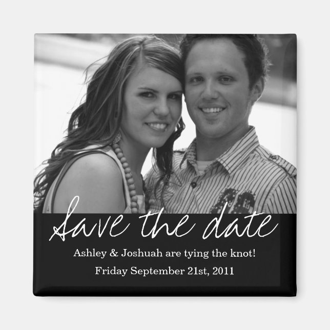 Black Style Save The Date Photo Magnet (Front)