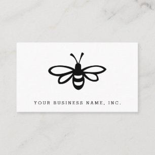 Black Stylised Bee Illustration Business Card