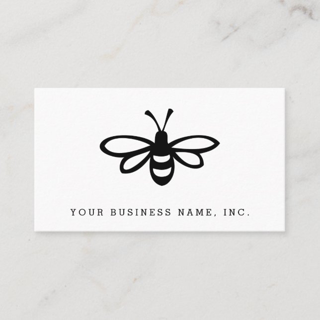 Black Stylised Bee Illustration Business Card (Front)
