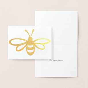 Black Stylised Bee Illustration Foil Card