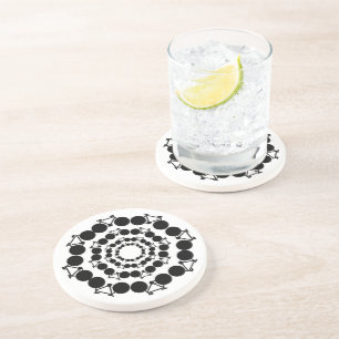 black stylised bicycles mandala coaster