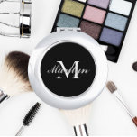 Black Stylised Bridesmaid Monogram Compact Mirror<br><div class="desc">A personalised compact mirror for your wedding bridesmaid or maid of honour that has her initial and name stylised on a black background. Edit to replace initial and name. Select your compact mirror style. Available in many,  popular bridesmaid wedding  colour schemes.</div>